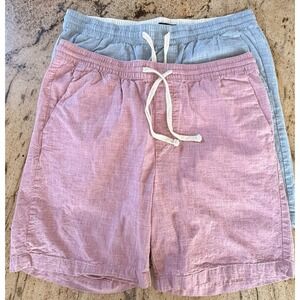 *Lot Of 2* Banana Republic Shorts Mens Lg Blue Pink Preppy Lightweight Casual